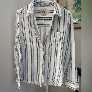 Chaser Stripped Button Down Blouse. Damaged. Size Medium.